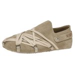 画像1: Mens Unisex Lightweight Suede Lace-Up Detail Slip-Onsshoes  軽量スウェードレースアップ模様スリッポンローファー シューズ (1)