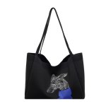 画像4: Doberman Embroidered Knit Large-Capacity Tote & Shoulder Bag　ユニセックス男女兼用ドーベルマン 刺繍ニットラージキャパシティー  トートショルダーショッピングエコバッグ (4)