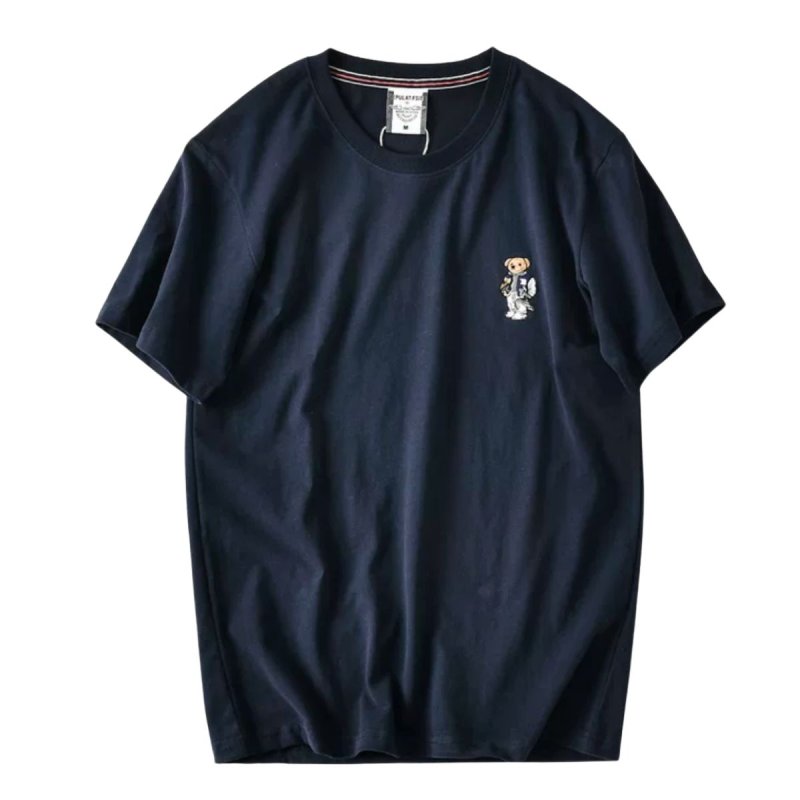 画像1: Unisex One point bear embroidery T-shirt 男女兼用 ユニセックスワンポイントベア刺繡 Tシャツ (1)