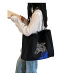 画像10: Doberman Embroidered Knit Large-Capacity Tote & Shoulder Bag　ユニセックス男女兼用ドーベルマン 刺繍ニットラージキャパシティー  トートショルダーショッピングエコバッグ (10)