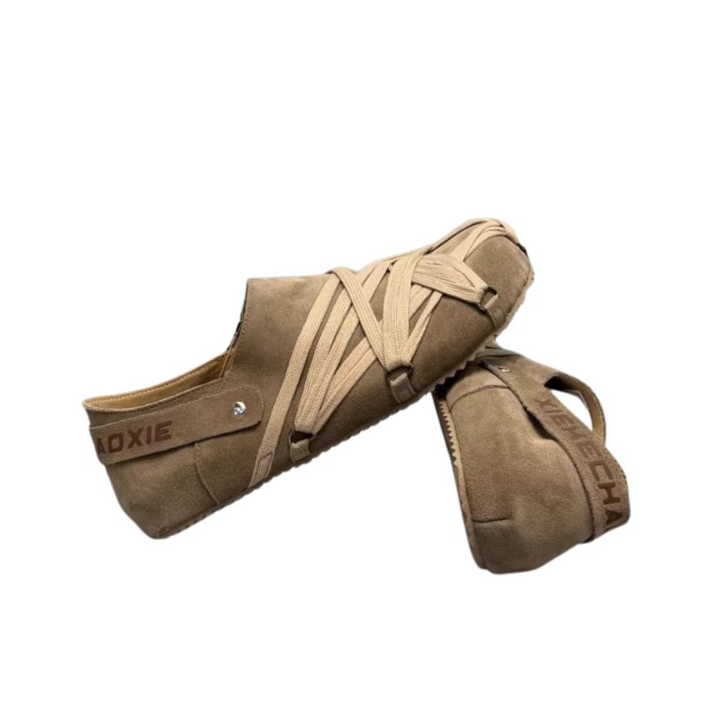 画像4: Mens Unisex Lightweight Suede Lace-Up Detail Slip-Onsshoes  軽量スウェードレースアップ模様スリッポンローファー シューズ (4)