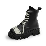 画像1: High-top leather lace-up British biker boots　男女兼用ユニセックスハイカットレザーレースアップブリティッシュバイカーブーツ (1)