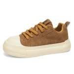 画像1: Unisex  Suede Monogram Platform Lace-Up Sneakers ユニセックス男女兼用厚底スウェードレザーレースアップスニーカーシューズ  (1)