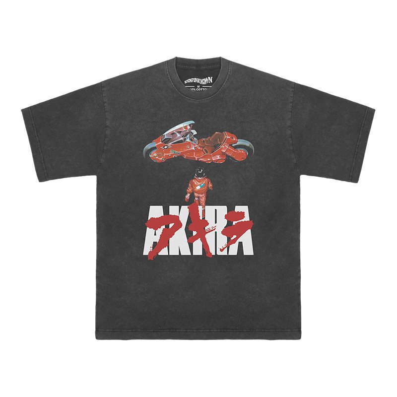 画像1: Unisex Vintage Design AKIRA T-shirt  男女兼用 ユニセックス ヴィンテージ風 古着風 デザイン アキラ Tシャツ ウォッシュ加工 (1)