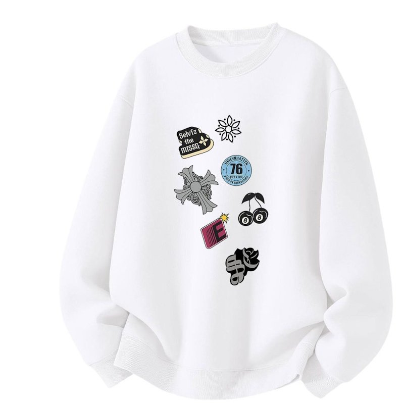 画像3: Cross & Cherry Print Crewneck Sweatshirt ユニセックス 男女兼用  クロス＆チェリーetcプリントクルーネックスウェットプリント トレーナー (3)