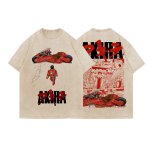 画像1: Unisex Vintage Design AKIRA Print T-shirt  男女兼用 ユニセックス ヴィンテージ風 古着風 デザイン アキラ Tシャツ ウォッシュ加工 (1)