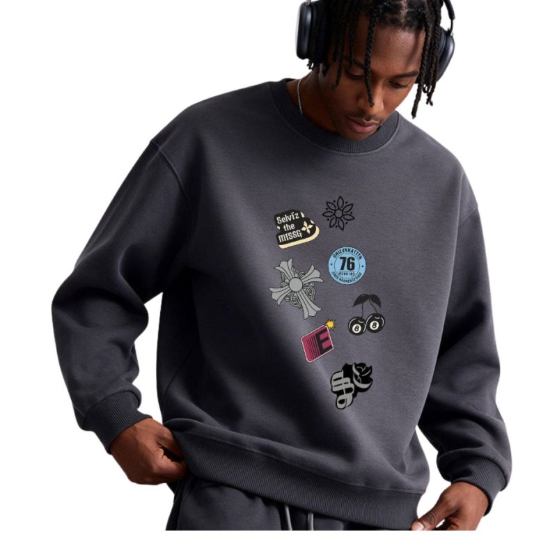 画像1: Cross & Cherry Print Crewneck Sweatshirt ユニセックス 男女兼用  クロス＆チェリーetcプリントクルーネックスウェットプリント トレーナー (1)