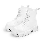 画像4: High-top leather lace-up British biker boots　男女兼用ユニセックスハイカットレザーレースアップブリティッシュバイカーブーツ (4)