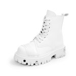 画像2: High-top leather lace-up British biker boots　男女兼用ユニセックスハイカットレザーレースアップブリティッシュバイカーブーツ (2)