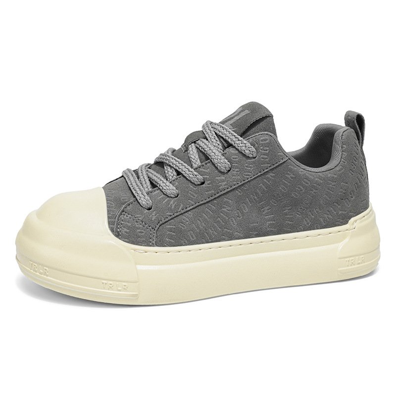 画像2: Unisex  Suede Monogram Platform Lace-Up Sneakers ユニセックス男女兼用厚底スウェードレザーレースアップスニーカーシューズ  (2)