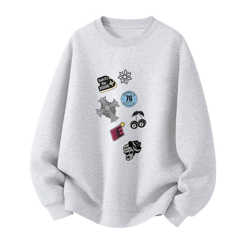 画像8: Cross & Cherry Print Crewneck Sweatshirt ユニセックス 男女兼用  クロス＆チェリーetcプリントクルーネックスウェットプリント トレーナー (8)