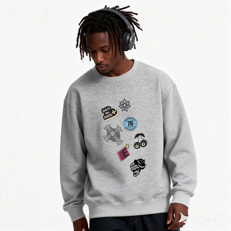 画像11: Cross & Cherry Print Crewneck Sweatshirt ユニセックス 男女兼用  クロス＆チェリーetcプリントクルーネックスウェットプリント トレーナー (11)