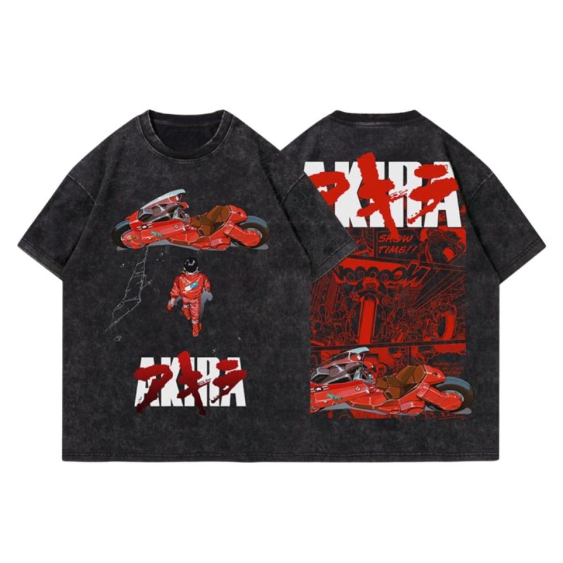 画像4: Unisex Vintage Design AKIRA Print T-shirt  男女兼用 ユニセックス ヴィンテージ風 古着風 デザイン アキラ Tシャツ ウォッシュ加工 (4)