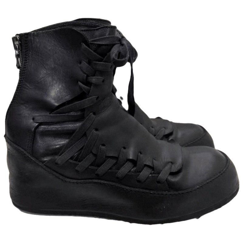 画像2: Side lace-up leather platform boots　男女兼用ユニセックスレザーサイドレースアッププラットフォームブーツ (2)