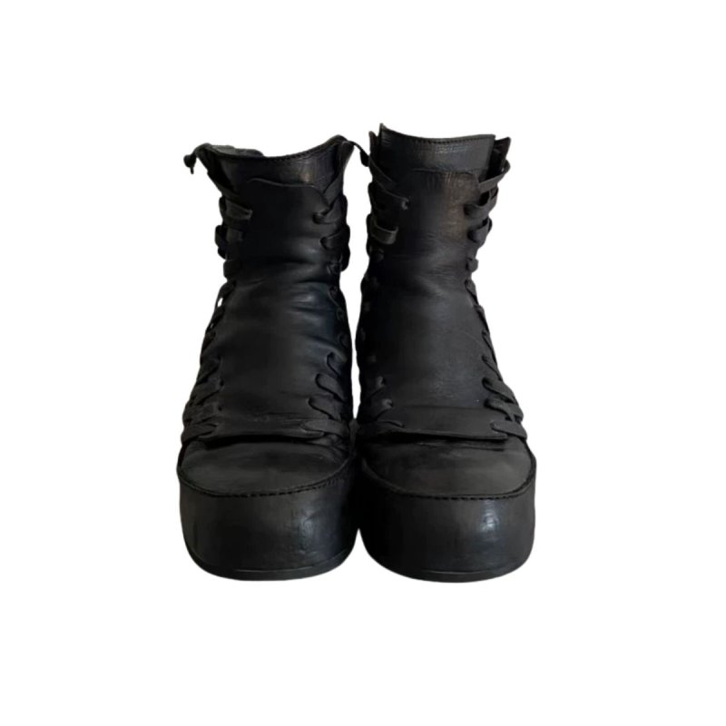 画像3: Side lace-up leather platform boots　男女兼用ユニセックスレザーサイドレースアッププラットフォームブーツ (3)