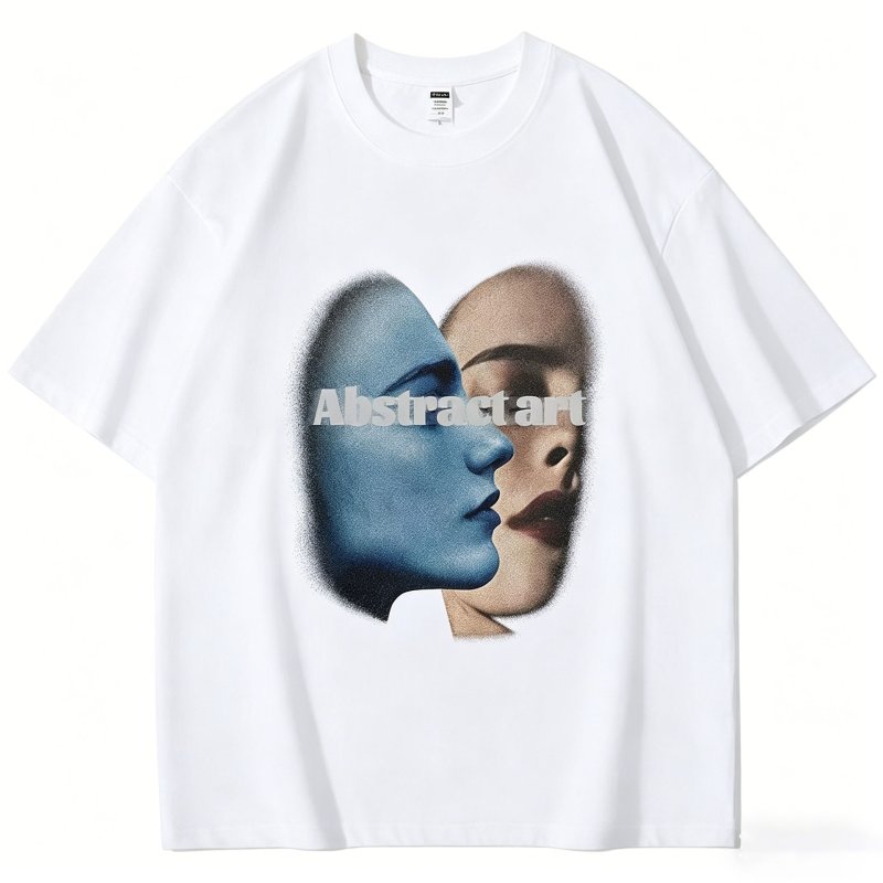 画像2: Unisex Abstract Art Portrait Print Short-Sleeve T-Shirt 男女兼用 ユニセックス 抽象画ポートレートシャツ (2)