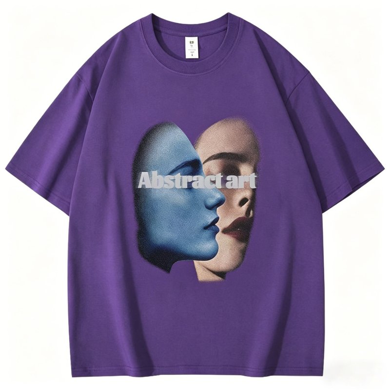 画像4: Unisex Abstract Art Portrait Print Short-Sleeve T-Shirt 男女兼用 ユニセックス 抽象画ポートレートシャツ (4)