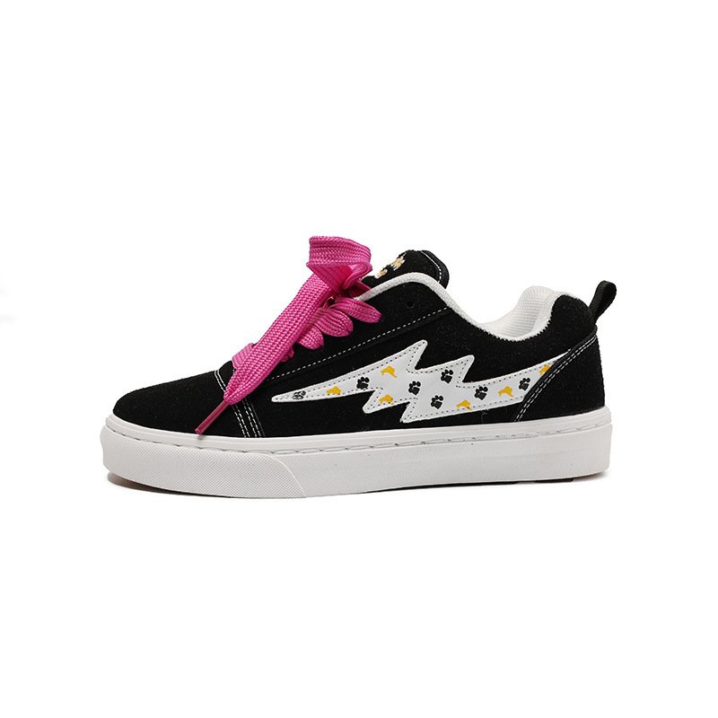 画像1: Unisex Lightning motif leather sneakers　ユニセックス男女兼用 ライトニングモチーフレザーレースアップスニーカーシューズ (1)