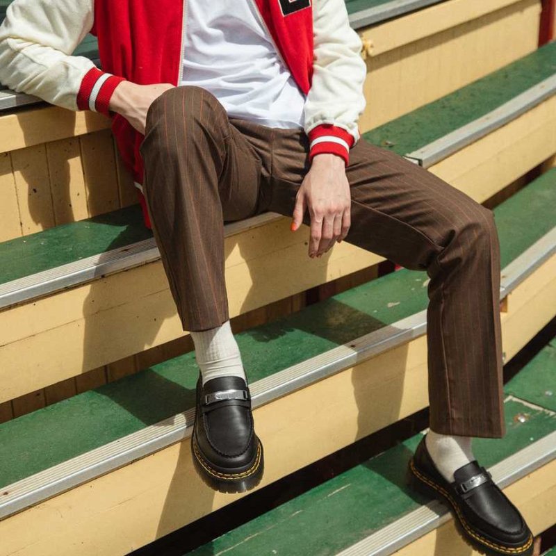 画像6:  Unisex Platform Flat Low-Top Combat Loafers Slip-on　 男女兼用プラットフォームステッチレザー ローファースリッポンシューズ (6)