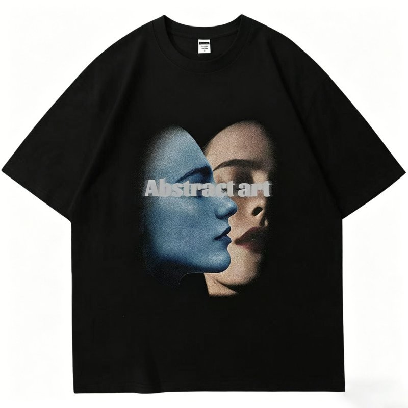 画像3: Unisex Abstract Art Portrait Print Short-Sleeve T-Shirt 男女兼用 ユニセックス 抽象画ポートレートシャツ (3)