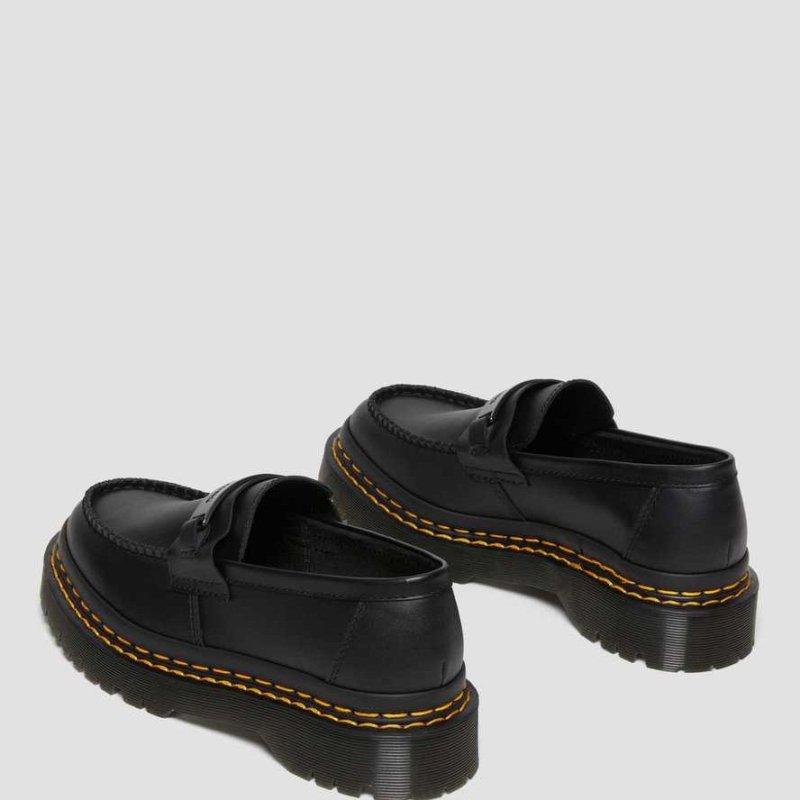 画像4:  Unisex Platform Flat Low-Top Combat Loafers Slip-on　 男女兼用プラットフォームステッチレザー ローファースリッポンシューズ (4)