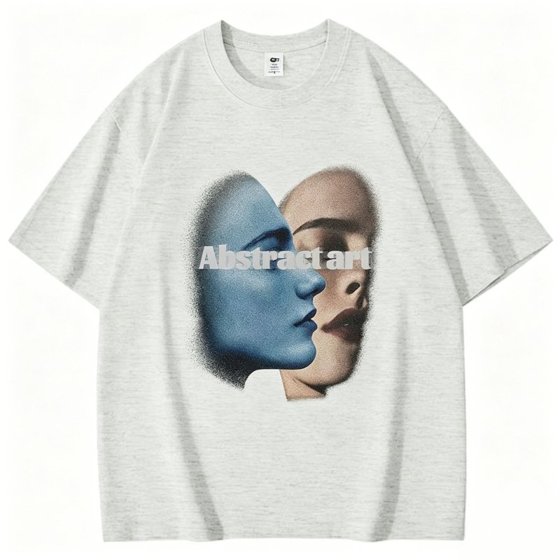 画像5: Unisex Abstract Art Portrait Print Short-Sleeve T-Shirt 男女兼用 ユニセックス 抽象画ポートレートシャツ (5)