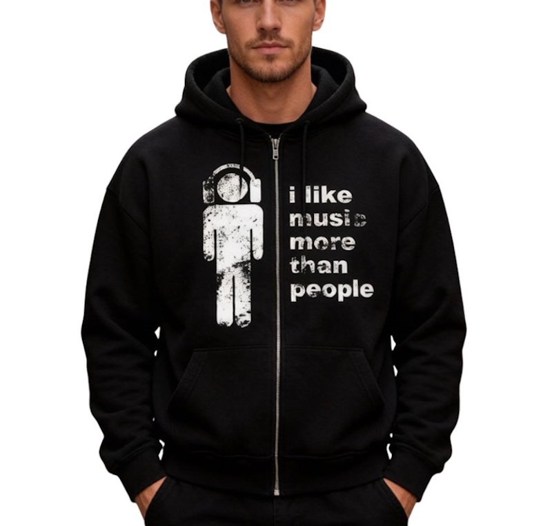 画像2: Music Lover Zip-Up Hoodie　ユニセックス 男女兼用 ミュージックラバージップアップフーディパーカースウェット (2)