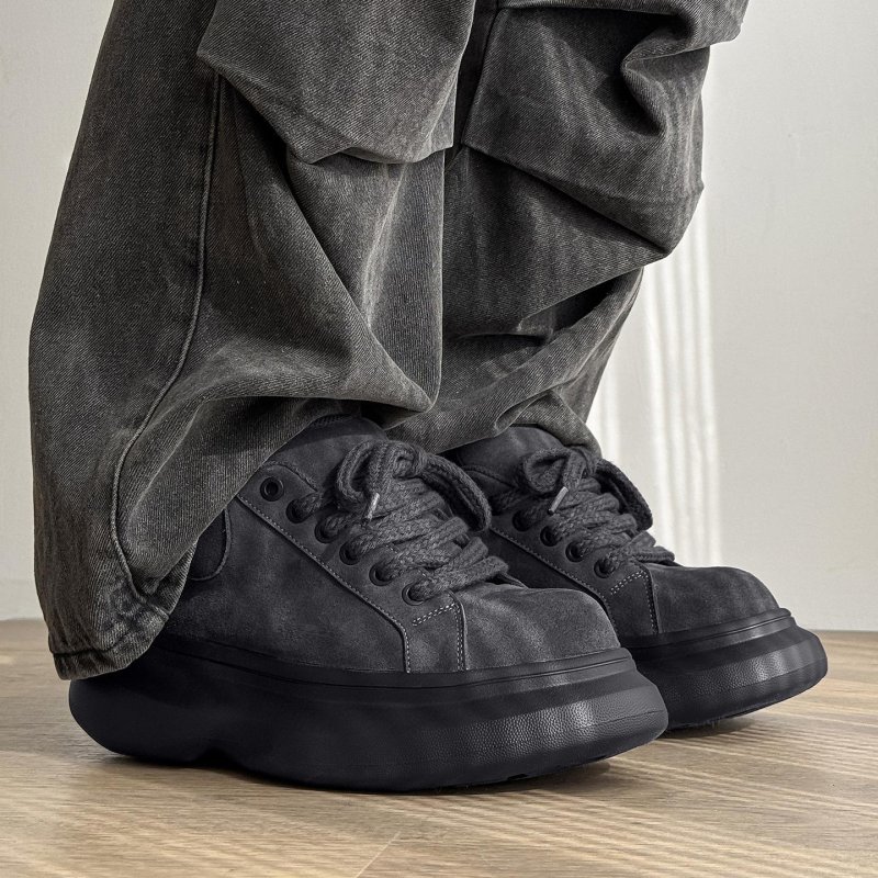 画像6: Unisex Chunky-Sole Leather "Big Head" Lace-Ups Sneakers ユニセックス男女兼用 チャンキーソール厚底レザーレースアップスニーカーシューズ (6)
