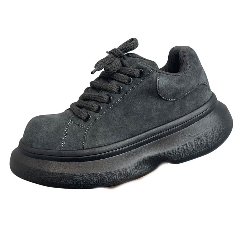 画像2: Unisex Chunky-Sole Leather "Big Head" Lace-Ups Sneakers ユニセックス男女兼用 チャンキーソール厚底レザーレースアップスニーカーシューズ (2)
