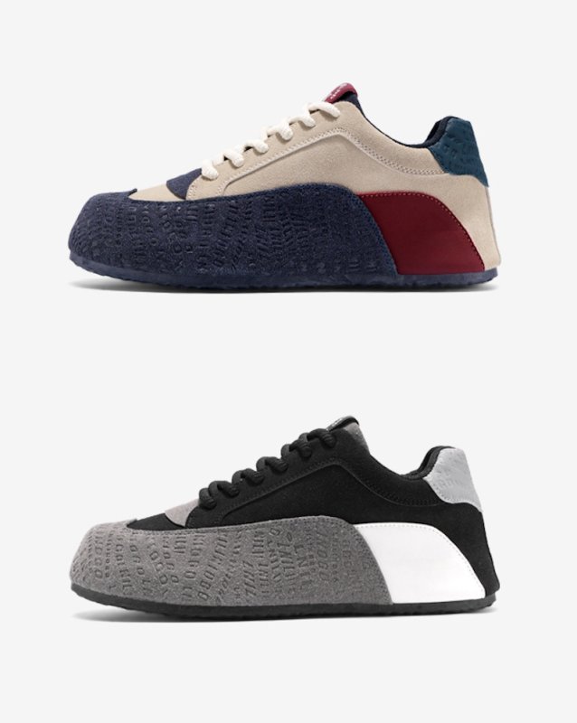 画像3: Two-tone suede platform lace-up sneakers ユニセックス男女兼用 バイカラースウェード厚底レースアップスニーカー (3)
