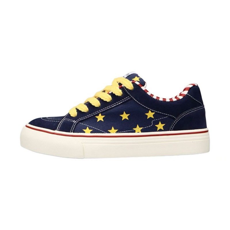 画像1: Unisex Star Canvas Platform Lace-Up Sneakers ユニセックス男女兼用 スターキャンバス厚底レースアップスニーカーシューズ (1)