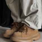 画像5: Unisex Chunky-Sole Leather "Big Head" Lace-Ups Sneakers ユニセックス男女兼用 チャンキーソール厚底レザーレースアップスニーカーシューズ (5)