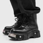 画像4: Metal-soled British-style platform Martin boots　男女兼用ユニセックスレザーメタルソールブリティッシュスタイルレースアッププラットフォームマーティンブーツ (4)