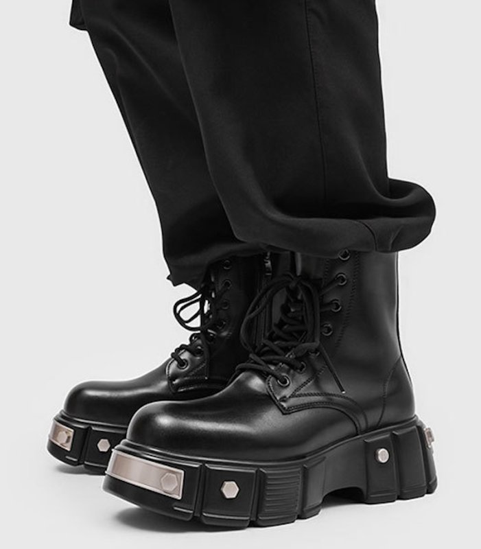 画像5: Metal-soled British-style platform Martin boots　男女兼用ユニセックスレザーメタルソールブリティッシュスタイルレースアッププラットフォームマーティンブーツ (5)