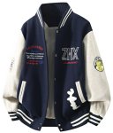 画像2: WASSUP UOSNES Varsity JacketBASEBALL JACKET baseball uniform jacket blouson  ユニセックス 男女兼用 WASSUP UOSNES ZHXスタジアムジャンパー スタジャン MA-1 ボンバー ジャケット ブルゾン (2)