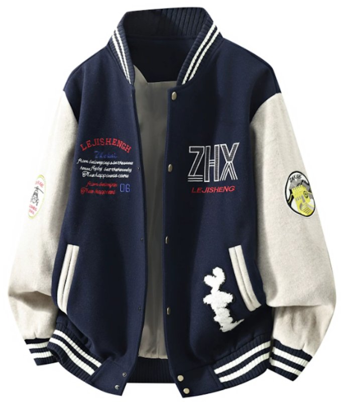 画像2: WASSUP UOSNES Varsity JacketBASEBALL JACKET baseball uniform jacket blouson  ユニセックス 男女兼用 WASSUP UOSNES ZHXスタジアムジャンパー スタジャン MA-1 ボンバー ジャケット ブルゾン (2)