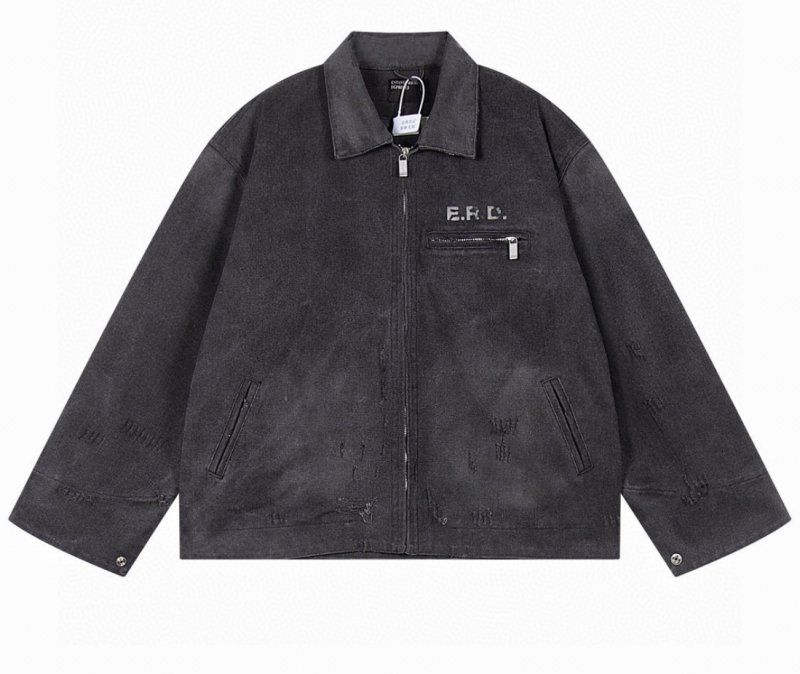 画像5: ERD Melancholic Collared Distressed Denim Zip-Up Jacket blouson  ユニセックス 男女兼用 ERDメランコリック 襟付きダメージデニムジップアップジャケット ブルゾン (5)