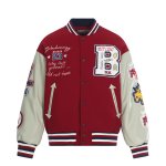 画像2: Padded American-style varsity jacket with unicorn embroideryBASEBALL JACKET baseball uniform jacket blouson  ユニセックス 男女兼用 中綿入りアメリカンBLEGCHNユニコーン刺繍 レザースリーブ スタジアムジャンパー スタジャン MA-1 ボンバー ジャケット ブルゾン (2)