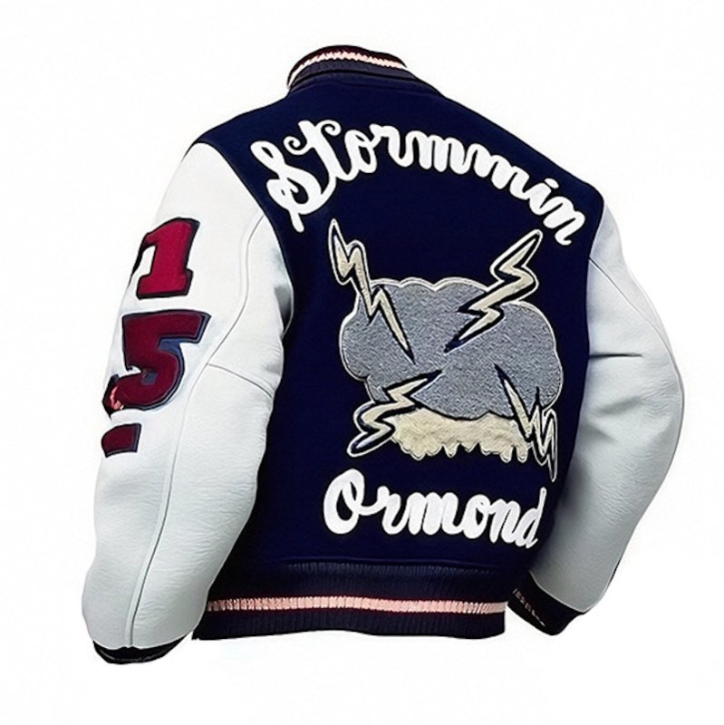 画像1: Alcatraz Embroidery Leather-Sleeve Varsity Jacket BASEBALL JACKET baseball uniform jacket blouson  ユニセックス 男女兼用 アルカトラズ刺繍レザースリーブ スタジアムジャンパー スタジャン MA-1 ボンバー ジャケット ブルゾン (1)