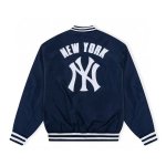 画像2: MLB New York Yankees Denim Varsity Jacket baseball uniform jacket blouson  ユニセックス 男女兼用NYニューヨークヤンキース デニムスタジャン スタジアムジャンパー  MA-1 ボンバー ジャケット ブルゾン (2)