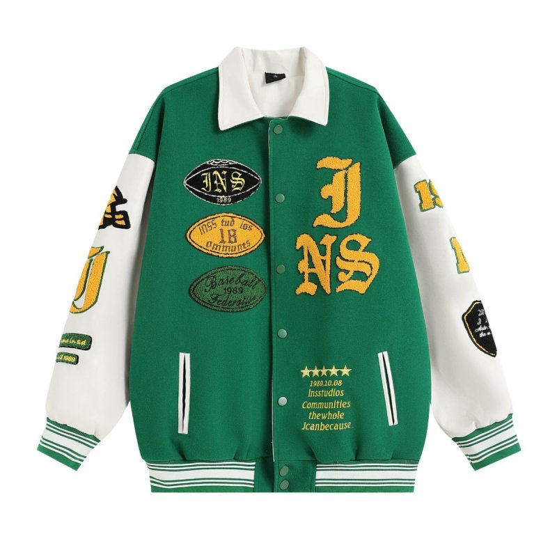 画像1: American BASEBALL JACKET baseball uniform jacket blouson  ユニセックス 男女兼用 アメリカン スタジアムジャンパー スタジャン MA-1 ボンバー ジャケット ブルゾン (1)