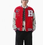 画像7: Padded American-style varsity jacket with unicorn embroideryBASEBALL JACKET baseball uniform jacket blouson  ユニセックス 男女兼用 中綿入りアメリカンBLEGCHNユニコーン刺繍 レザースリーブ スタジアムジャンパー スタジャン MA-1 ボンバー ジャケット ブルゾン (7)