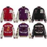 画像9: Padded American-style varsity jacket with unicorn embroideryBASEBALL JACKET baseball uniform jacket blouson  ユニセックス 男女兼用 中綿入りアメリカンBLEGCHNユニコーン刺繍 レザースリーブ スタジアムジャンパー スタジャン MA-1 ボンバー ジャケット ブルゾン (9)
