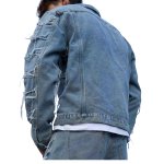 画像2: Fringed Distressed Denim Jacket blouson  ユニセックス 男女兼用 フリンジダメージデニムGジャンジャケット ブルゾン (2)