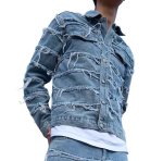 画像1: Fringed Distressed Denim Jacket blouson  ユニセックス 男女兼用 フリンジダメージデニムGジャンジャケット ブルゾン (1)
