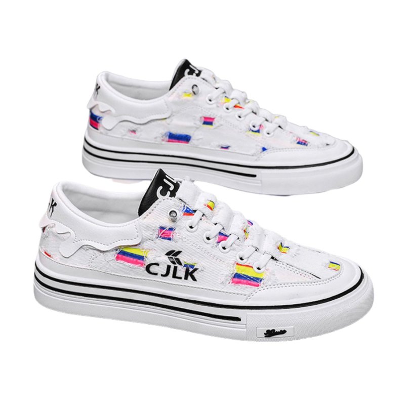 画像3: Canvas damage colorful color lace up sneakers 男女兼用 ユニセックス ダメージキャンバス カラフル レースアップ スニーカー スケシュー (3)