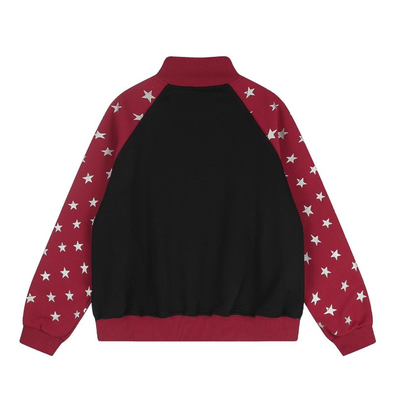 画像4: Y2K Color-Block Star-Print Stand-Collar Zip-Up Baseball Jacket blouson  ユニセックス男女兼用 Y2Kカラーブロックスター星柄スタンドカラージップアップジャケットブルゾン (4)
