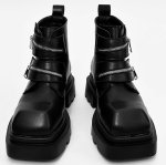 画像2: High-top platform leather boots with zip closure　男女兼用ユニセックスレザージッププラットフォームハイカットマーティンブーツ (2)
