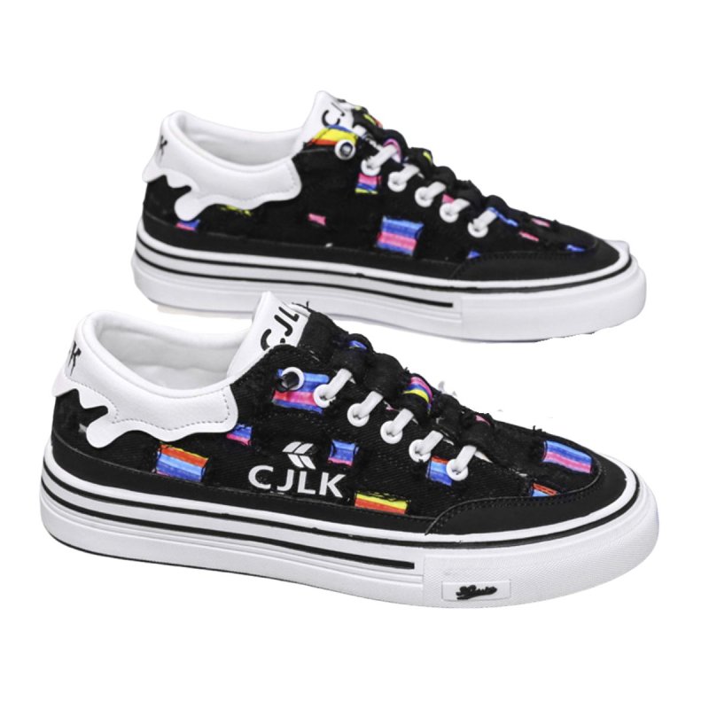 画像4: Canvas damage colorful color lace up sneakers 男女兼用 ユニセックス ダメージキャンバス カラフル レースアップ スニーカー スケシュー (4)