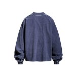 画像3: American Retro V-Neck Corduroy Baseball Jacket blouson  ユニセックス男女兼用 アメリカンレトロVネックコーデュロイベースボールジャケット ブルゾン (3)